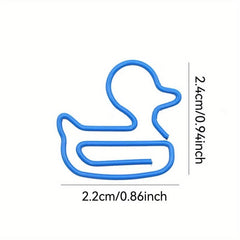 20pcs Duck Shaped Paperclip Fun Stationery Yellow Duck Paper Clip