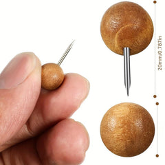 50pcs Wooden Push Pins for Cork Board, Photo Wall, Drawing Pins