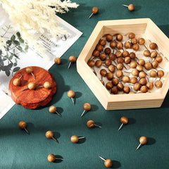 50pcs Wooden Push Pins for Cork Board, Photo Wall, Drawing Pins