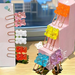 10pcs Bear Metal Rose Paper Clip Office School Stationery Decoration
