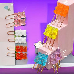 10pcs Bear Metal Rose Paper Clip Office School Stationery Decoration