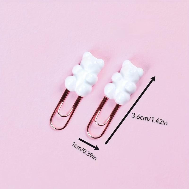 10pcs Bear Metal Rose Paper Clip Office School Stationery Decoration