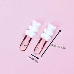 10pcs Bear Metal Rose Paper Clip Office School Stationery Decoration