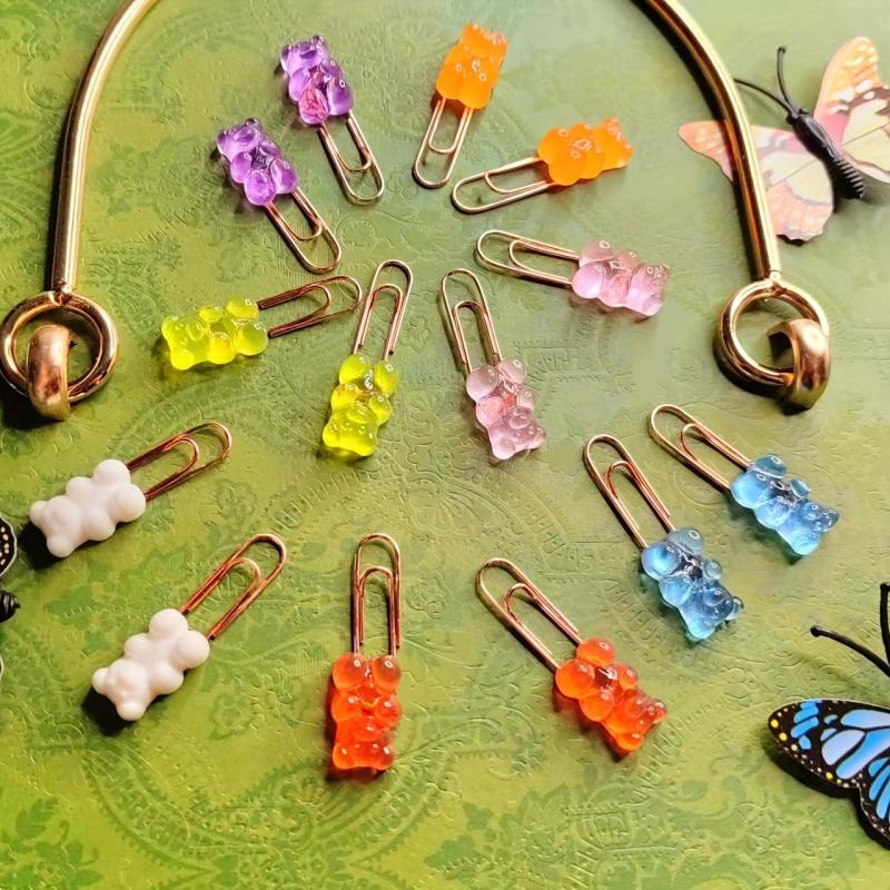 10pcs Bear Metal Rose Paper Clip Office School Stationery Decoration