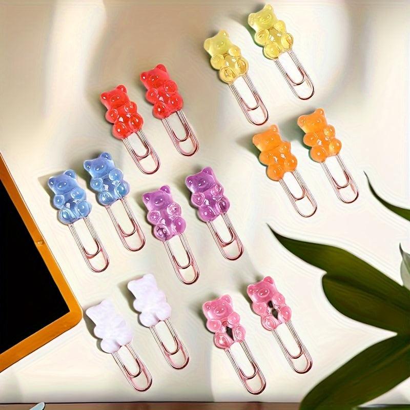 10pcs Bear Metal Rose Paper Clip Office School Stationery Decoration