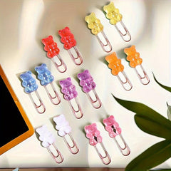 10pcs Bear Metal Rose Paper Clip Office School Stationery Decoration