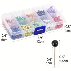 1000 Assorted Round Head Push Pins Map Tacks