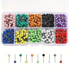 1000 Assorted Round Head Push Pins Map Tacks