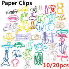 20pcs Cartoon Paper Clips Multicolor Bookmark Office Supplies