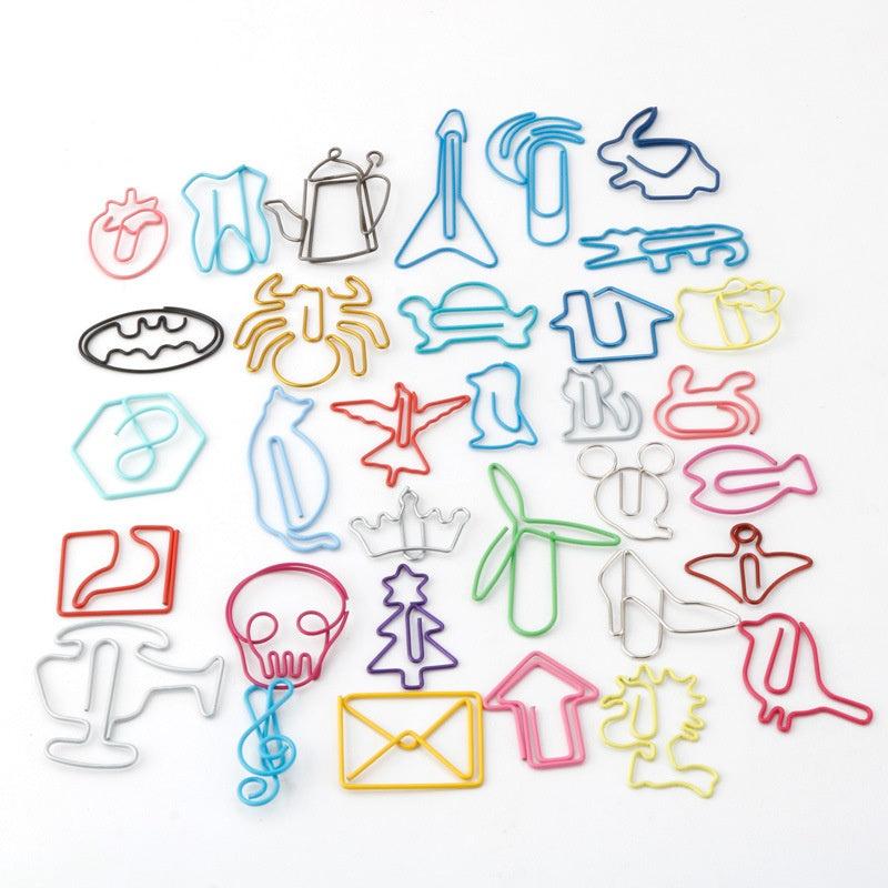 20pcs Cartoon Paper Clips Multicolor Bookmark Office Supplies