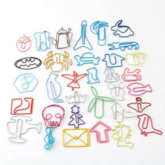 20pcs Cartoon Paper Clips Multicolor Bookmark Office Supplies