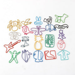20pcs Cartoon Paper Clips Multicolor Bookmark Office Supplies