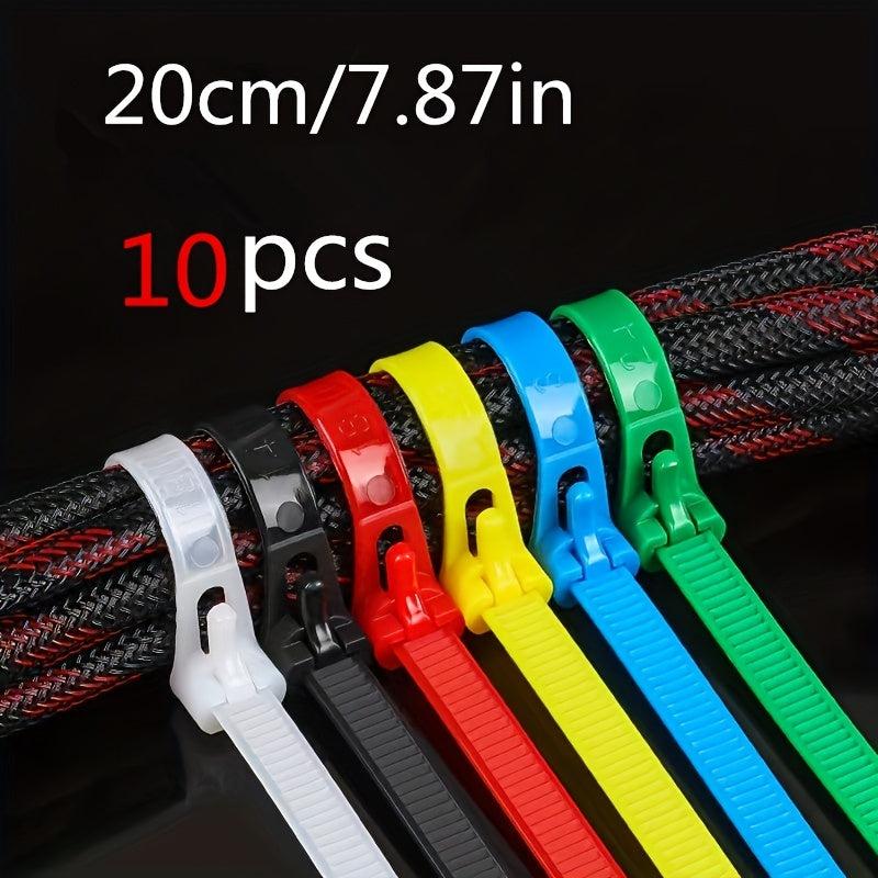 20cm 10pcs Reusable Ties Nylon Ties Tensile Strength Wire Management Cable Ties
