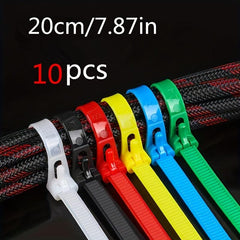 20cm 10pcs Reusable Ties Nylon Ties Tensile Strength Wire Management Cable Ties