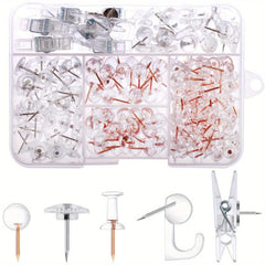 140pcs Clear Push Pins Set for Bulletin Board Wall Cork Board