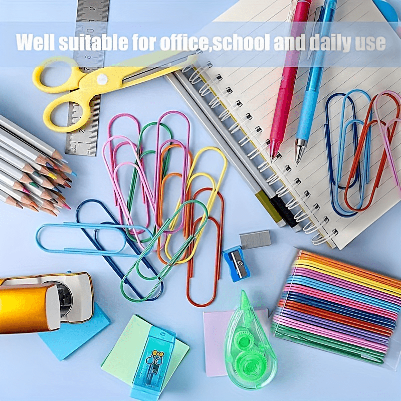 30 50 Mixed Colors Jumbo Paper Clips 100mm - Office School Filing Sorting Tool