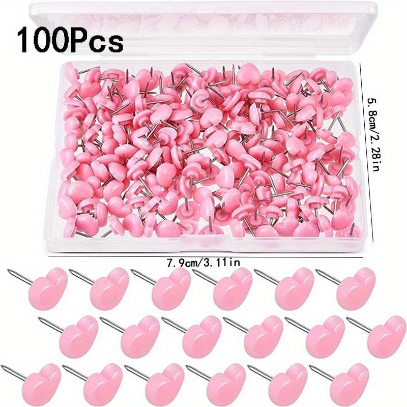 100pcs Heart Pins Plastic Decorative Pins For Cork Boards