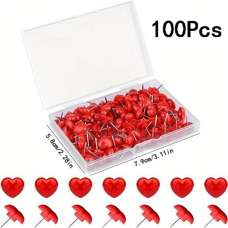 100pcs Heart Pins Plastic Decorative Pins For Cork Boards