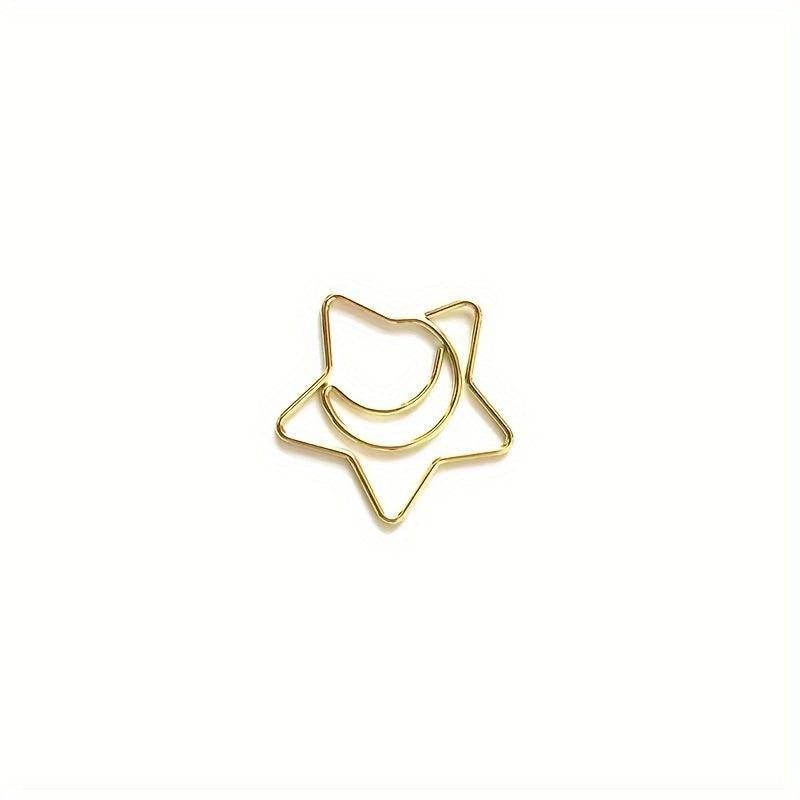 10pcs Moon Star Shape Paper Clip Bookmark Golden Rose Gold