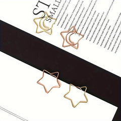 10pcs Moon Star Shape Paper Clip Bookmark Golden Rose Gold