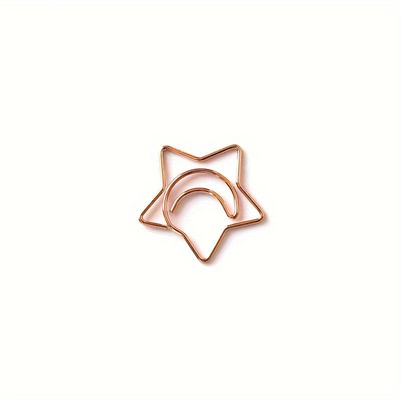10pcs Moon Star Shape Paper Clip Bookmark Golden Rose Gold