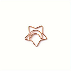 10pcs Moon Star Shape Paper Clip Bookmark Golden Rose Gold