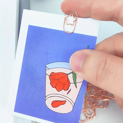 50pcs Rose Golden Star Paper Clip Geometric Curved Office Stationery