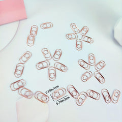 50pcs Rose Golden Star Paper Clip Geometric Curved Office Stationery
