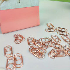 50pcs Rose Golden Star Paper Clip Geometric Curved Office Stationery