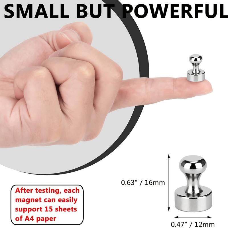 12pcs Brushed Nickel Refrigerator Magnets for Whiteboards Kitchen Office