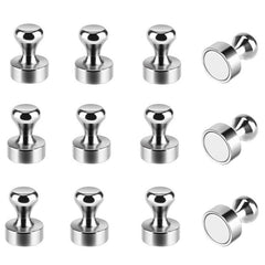 12pcs Brushed Nickel Refrigerator Magnets for Whiteboards Kitchen Office