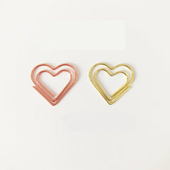 10pcs Love Shape Paper Clips Rose and Yellow Golden