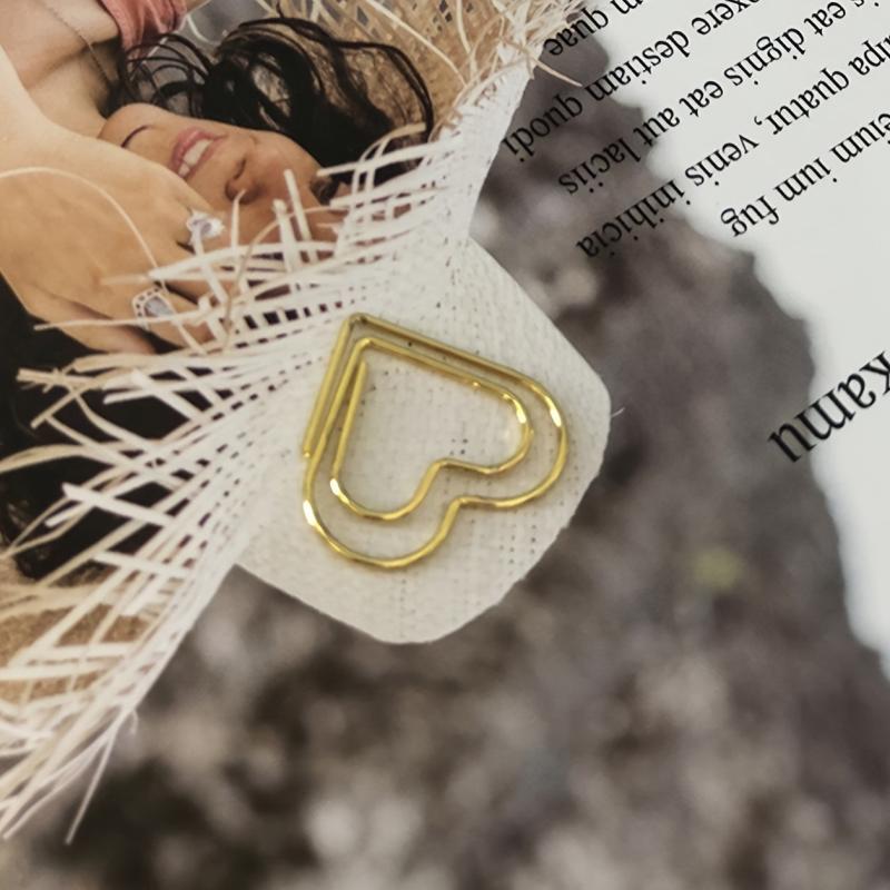10pcs Love Shape Paper Clips Rose and Yellow Golden