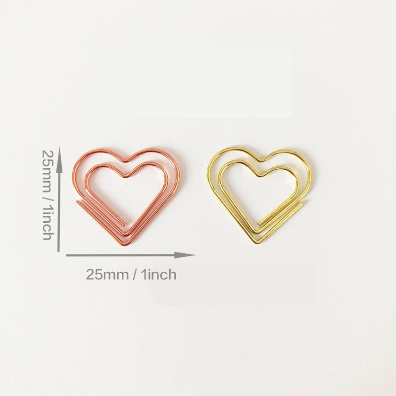 10pcs Love Shape Paper Clips Rose and Yellow Golden