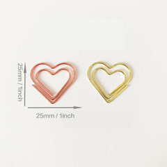 10pcs Love Shape Paper Clips Rose and Yellow Golden
