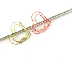 10pcs Love Shape Paper Clips Rose and Yellow Golden