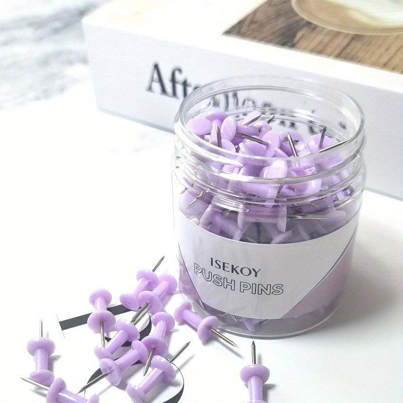 100 Purple Push Pins for Bulletin Board, Wall, Map, Calendar