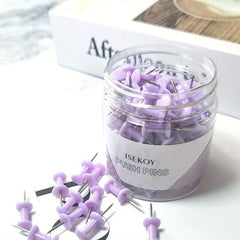 100 Purple Push Pins for Bulletin Board, Wall, Map, Calendar