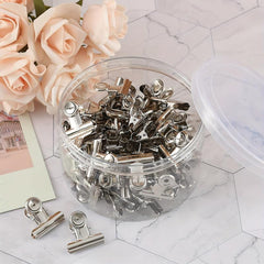 30 Pcs Heavy Duty Bulldog Clips with Push Pins - Silver