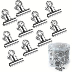 30 Pcs Heavy Duty Bulldog Clips with Push Pins - Silver