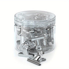 30 Pcs Heavy Duty Bulldog Clips with Push Pins - Silver