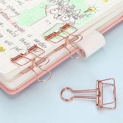 4pcs 32mm Hollow Rose Golden Long Tail Clip for Office Binder Clips