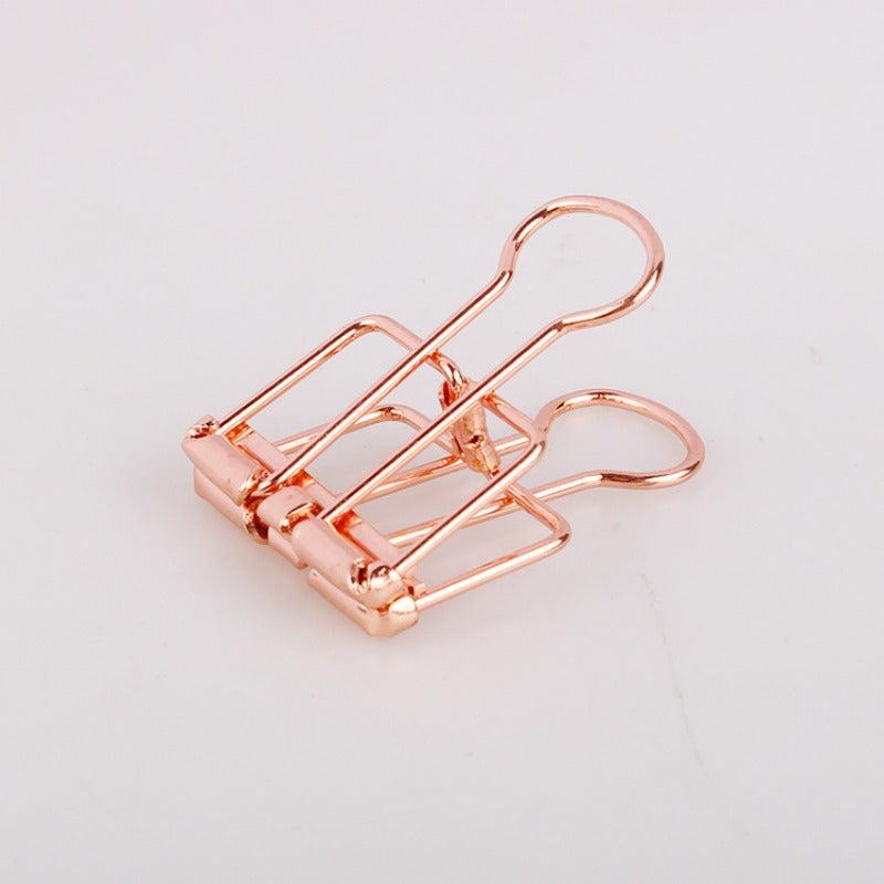 4pcs 32mm Hollow Rose Golden Long Tail Clip for Office Binder Clips