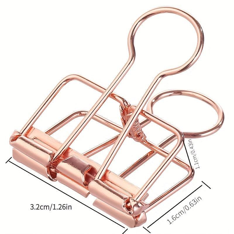 4pcs 32mm Hollow Rose Golden Long Tail Clip for Office Binder Clips