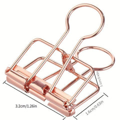 4pcs 32mm Hollow Rose Golden Long Tail Clip for Office Binder Clips