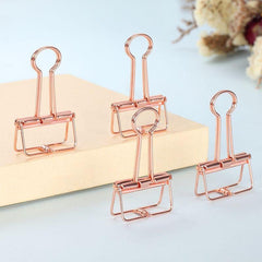 4pcs 32mm Hollow Rose Golden Long Tail Clip for Office Binder Clips