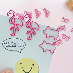 8pcs Small Animal Flamingo Pig Shape Paper Clip