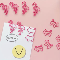 8pcs Small Animal Flamingo Pig Shape Paper Clip