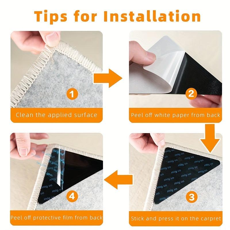 8pcs Washable Removable Rug Stopper Grip Reusable Anti Slip Tape for Carpet