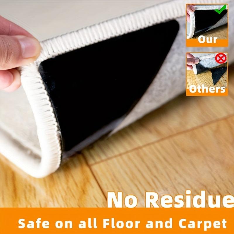8pcs Washable Removable Rug Stopper Grip Reusable Anti Slip Tape for Carpet